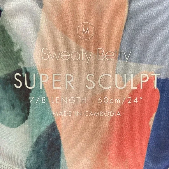 Sweaty Betty Super Sculpt 7/8 Length Leggings Abstract Print Women's Sz M - Picture 5 of 6